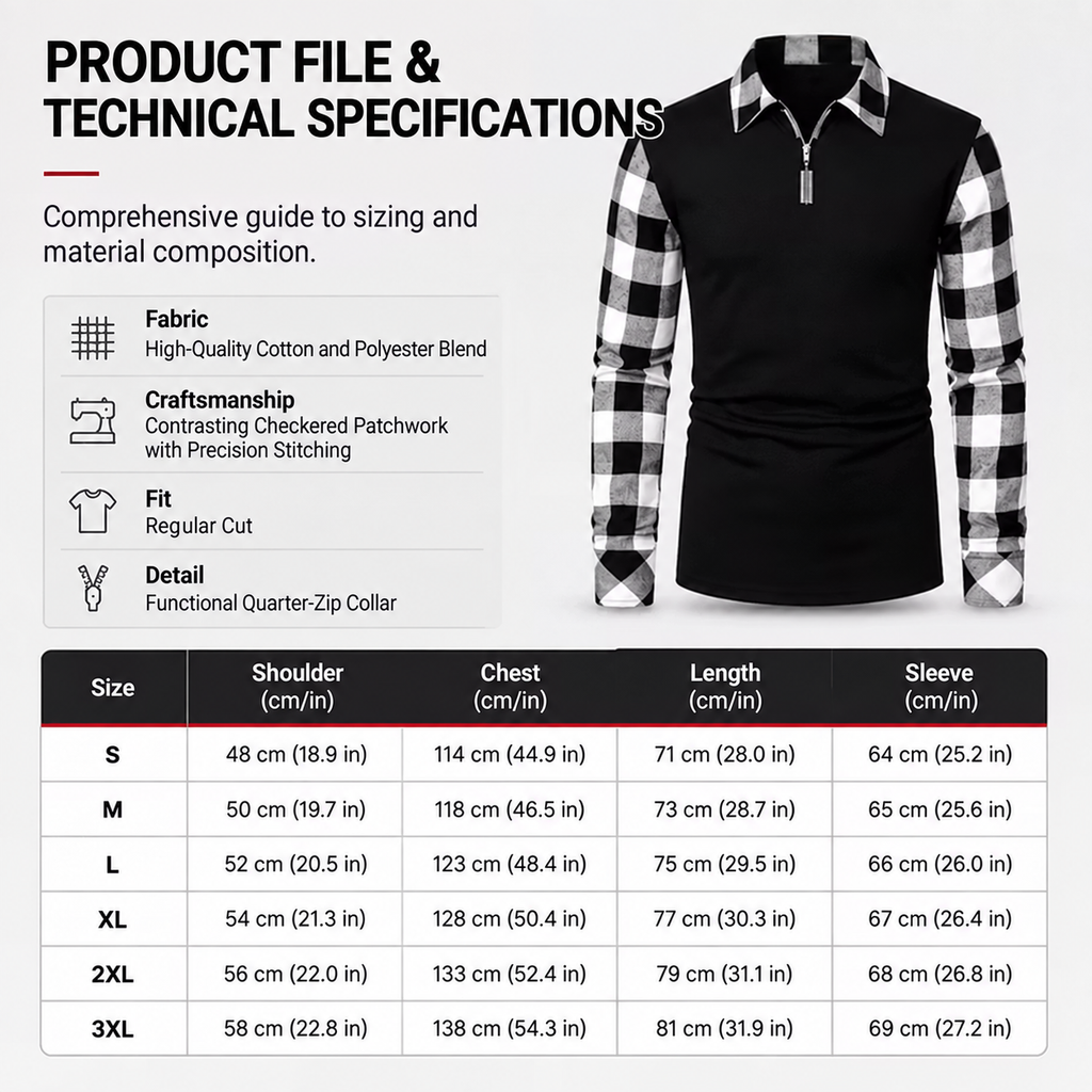 Men's long-sleeve casual half-zip shirt