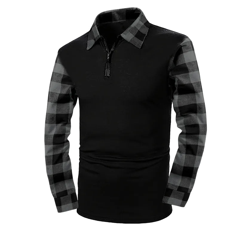 Men's long-sleeve casual half-zip shirt