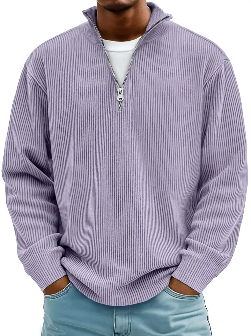 Premium soft knit half‐zip sweater for men
