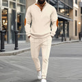 🎁 Soldes exceptionnels 50 % DE RÉDUCTION 🔥 Ensemble sweat-shirt et pantalon décontractés à demi-zip en tricot pour homme